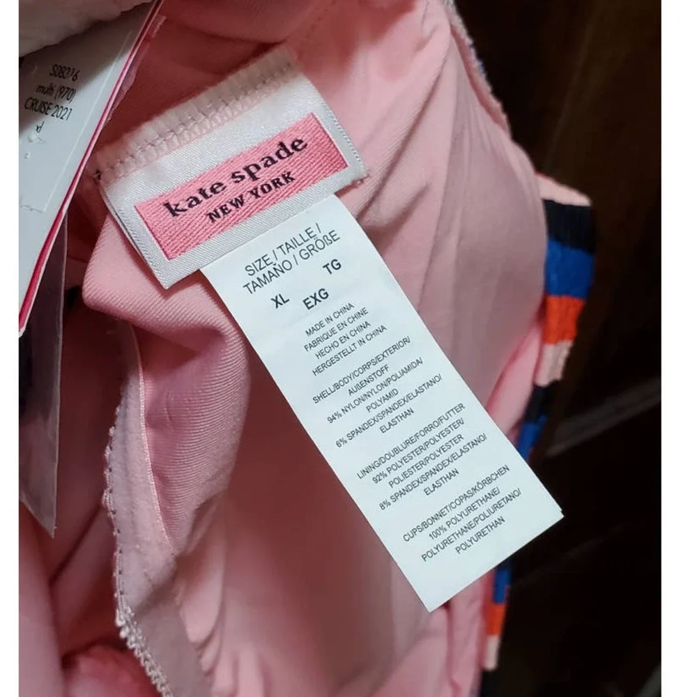 NWT! KATE SPADE Colorful Stripe Stretchy One-Shoulder One Piece Swimsuit XL - Picture 9 of 10